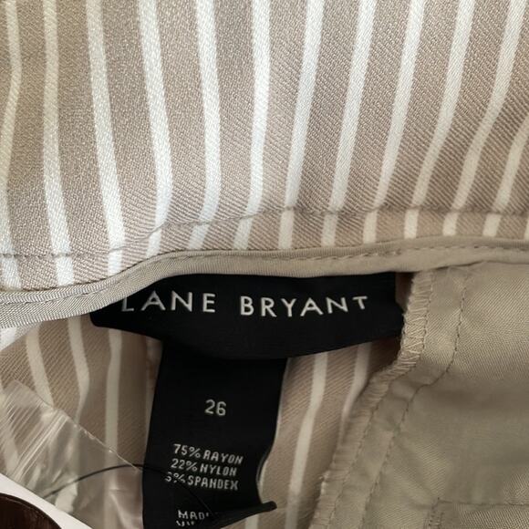 NEW Lane Bryant 4 Season Stripe Mid Rise Ankle Pants Size 26 Plus Slimming Tan - Picture 3 of 8